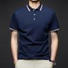 Летняя мужская рубашка поло с коротким рукавом и лацканами, повседневная, ребристая, дышащая, деловая, легкая, не мнется, рабочая рубашка поло