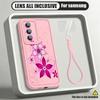 Чехол-шнурок с принтом цветов и листьев для Samsung S26 FE A18 S25 S24 S23 S22 Ultra A54 A55 A16 A26 A36 A56 A17 A27 A37 A57 5G Защитный бампер