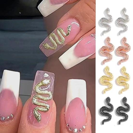 60Pcs/Box Snake Nail Charms with Rhinestones Elegant And Fashionable Nail Art Accessories for Women And Girls
