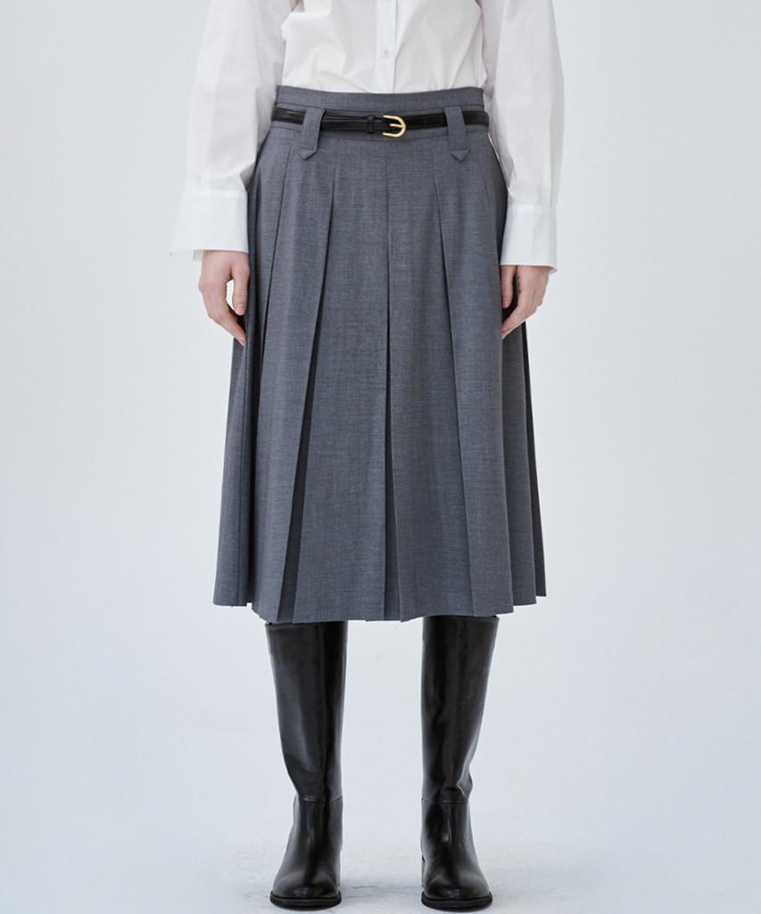 Marop 3113 Pleated Skirt (Dark Gray)