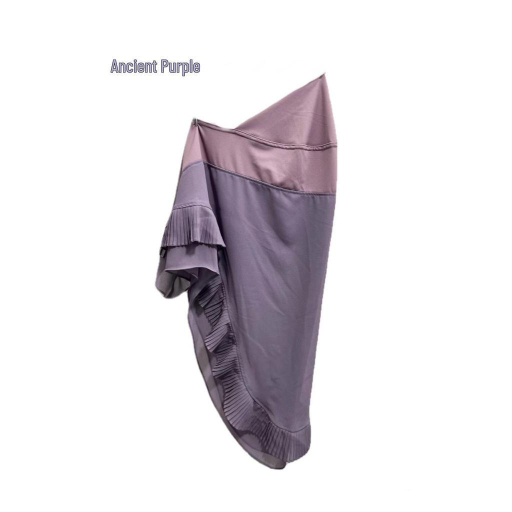 Muslim Women's Double Layer Chiffon Hijab - Pleated Edge Color Block Pullover