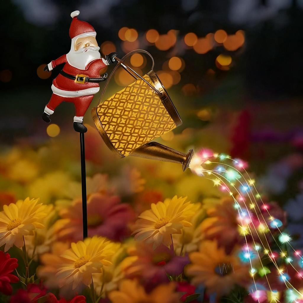 Solar Christmas Lights Outdoor Waterproof Kettle Santa Claus Solar Christmas Decorations Outdoor Lanterns for Garden Decor Yard