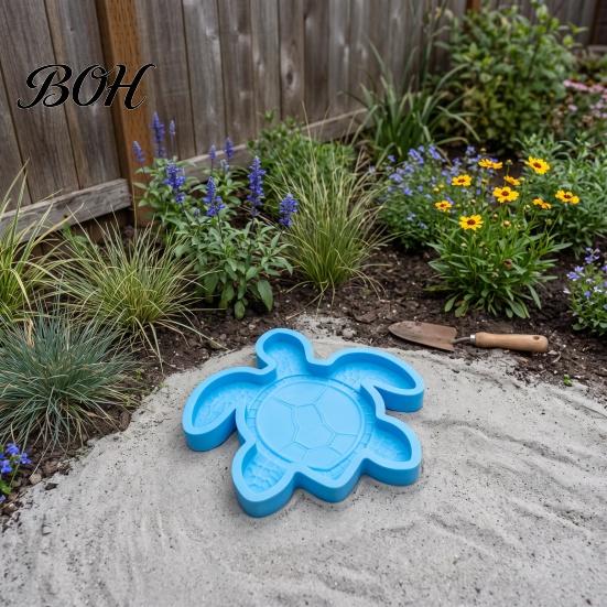 Textured Stone Molds for Patio Reusable Sea Turtle Stepping Mold Garden Art, DIY Oceans Theme Concrete Walkway Paver Mold, Giant Silicone Outdoor