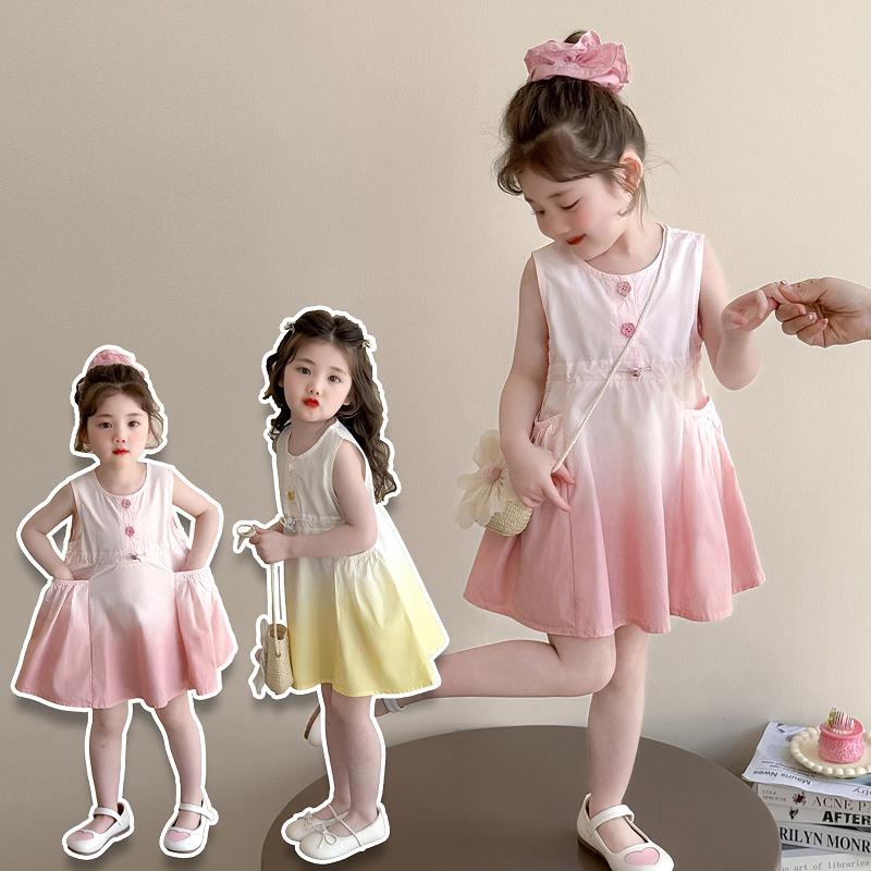 Girls' dress, stylish children's dress, 2026 new summer baby girl princess dress, sweet girls' vest dress