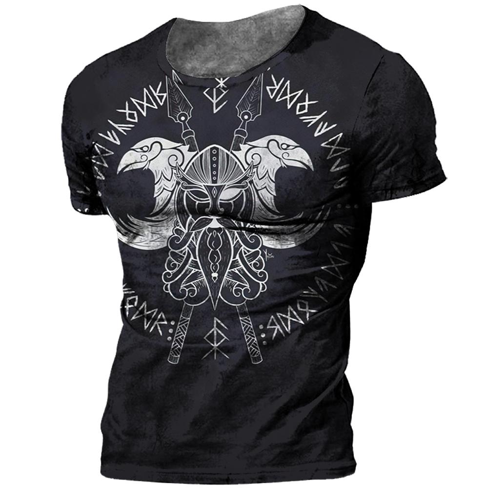 Винтажная мужская футболка с 3d принтом викингов, футболки, летние топы, повседневные свободные футболки, мужская одежда, уличная толстовка в стиле хип-хоп с круглым вырезом