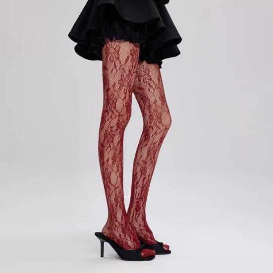 Женские колготки с ажурным узором в виде цветка лозы, ультратонкие, прозрачные, высокоэластичные, противоскользящие, однотонные, для свиданий, мини-юбка, подходящие чулочно-носочные изделия