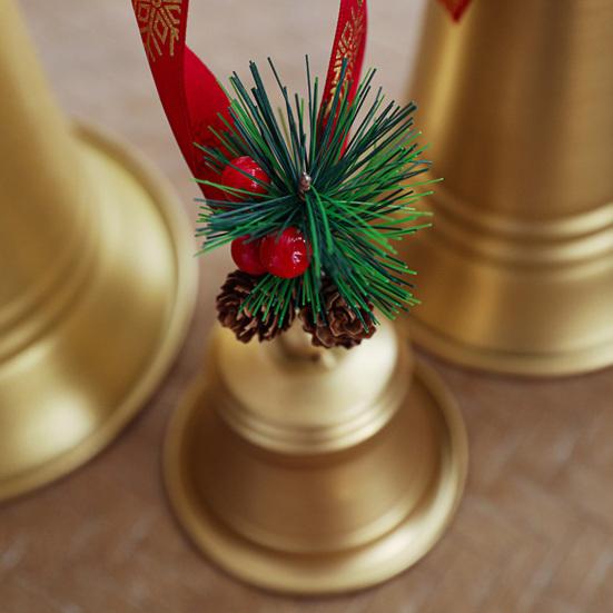 Christmas Bell Hanging Ornaments Rustic Metal Bell Decoration with Artificial Pine