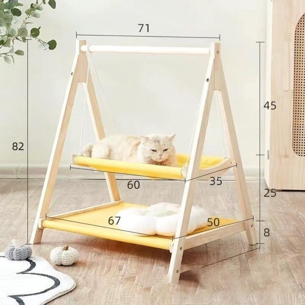Solid Wood Cat Cradle Bed Thickened Cat Swing Hanging Bed New Cat Hammock Bed Pet Small Bed