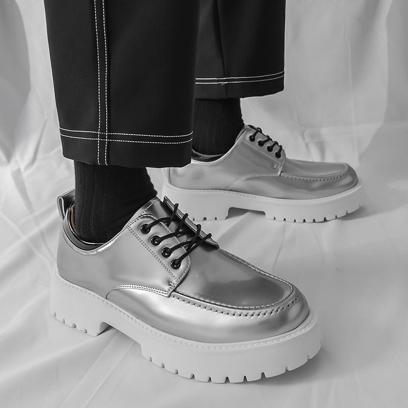 Fashion British Style Mens Leather Oxford Shoes Luxury Formal Business Wedding Dress Shoes Thick Bottom Anti-slip Wearable Casual Shoes