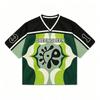 Зеленый Цветочный Сетчатый Топ GREENGREEN Style, Сетчатый Топ с Принтом, Короткий Рукав, Уличный Стиль, Для Мужчин Женщин, Футболка для Фанатов
