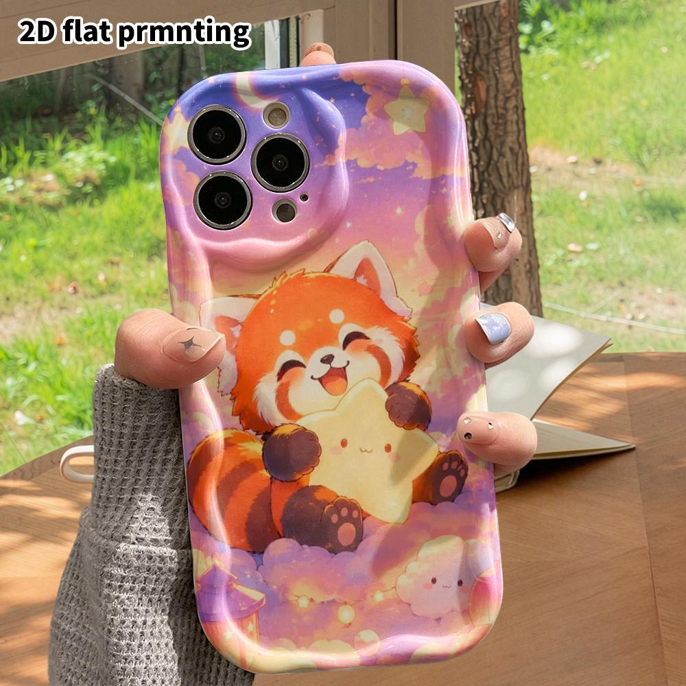 Phone Case: 2D flat design suitable for iPhone 18 17 16 15 14 13 Pro protective case, starry sky little panda, perfect Christmas and Halloween holiday