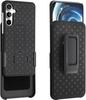 Woven 2 in 1 Hybrid Hard Shell Holster Combo Case With Kickstand & Belt Clip For Samsung Galaxy S23 6.2 Inch 5G