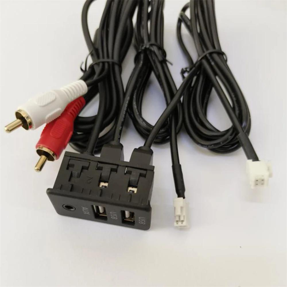 Car Navi USB+RCA Input AUX Port Panel Interface Extension Cable Adapter Panel