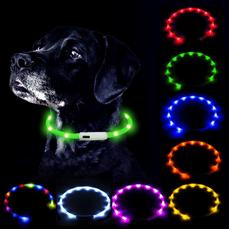 LED Luminous Collar USB Charging Luminous Three Flashing Modes Teddy Golden Retriever Bichon Pet Dog Luminous Collar
