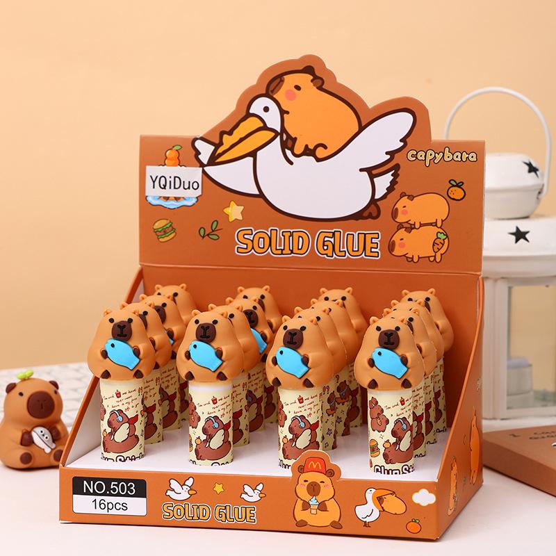 Kawaii Capybara Cartoon Solid Glue Super Strong Adhesives Клей-карандаш Милый студенческий клей-карандаш Офисные принадлежности Канцелярские товары для студентов