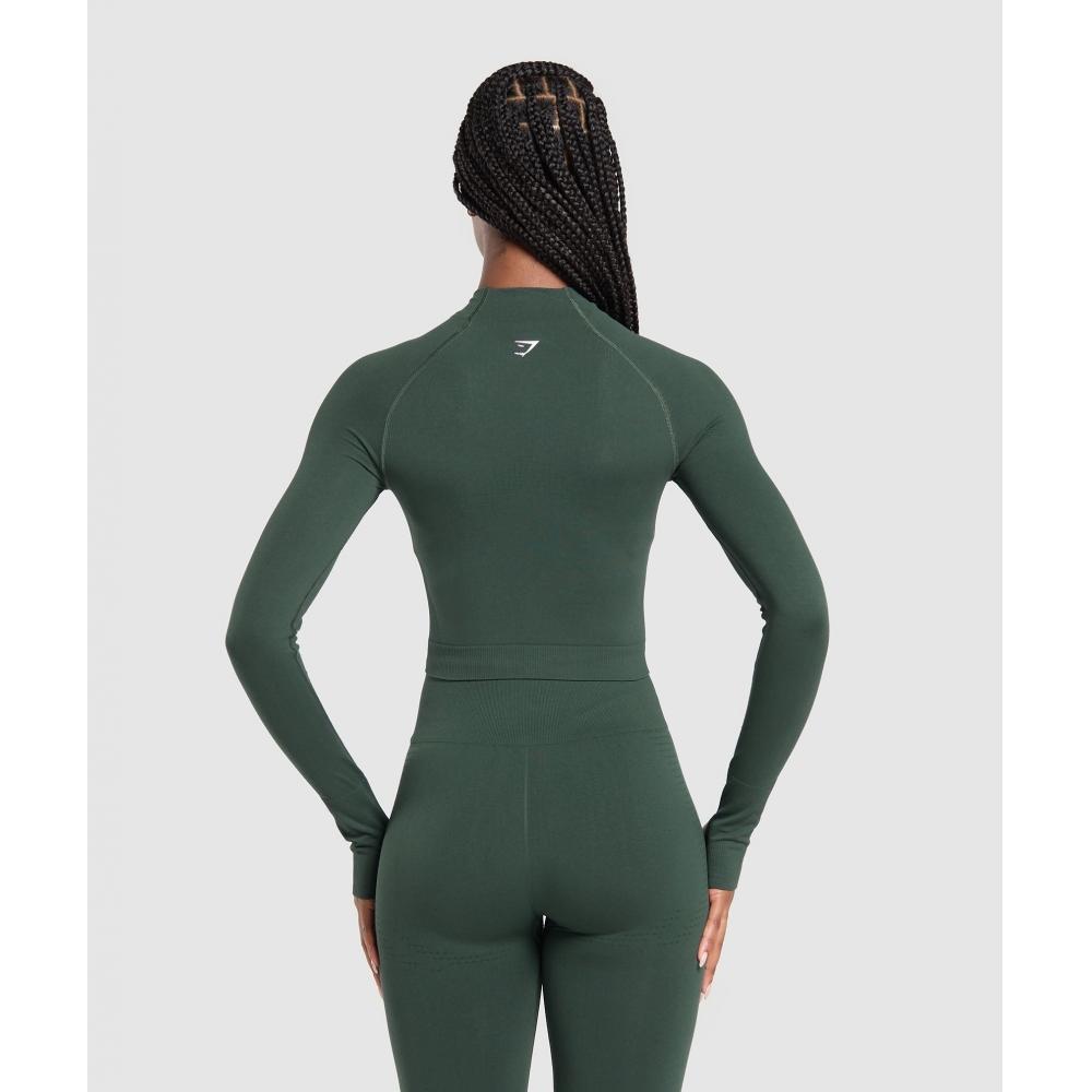 Gymshark Куртка Vital Seamless 2.0 Midi Zip Up Woodland Green Marl B5a9q Ebtf