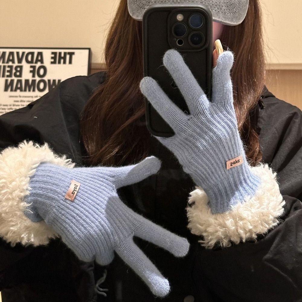 Плюшевые края Термотрикотажные перчатки Трикотажные перчатки с сенсорным экраном Осенне-зимние теплые перчатки