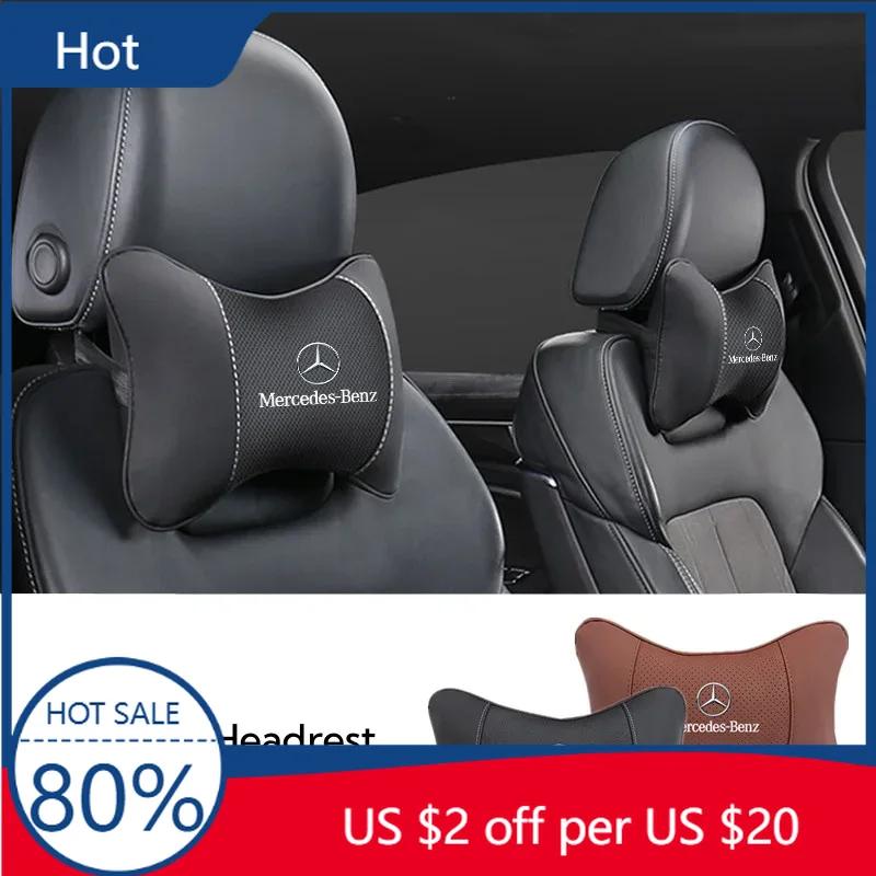 DRZ3 Hot 2025 1PCS Car Seat Headrest Auto Logo Neck Pillow For Mercedes Benz AMG W203 W204 W205 W209 W210 W211 W212 W176