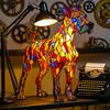 Yousheng Dog Table Lamp Stained Glass Style Resin Greyhound Night Light 3D Animal-Themed LED Bedside Lamp for Kids' Room Bedroom Decor Dog Lovers Gift