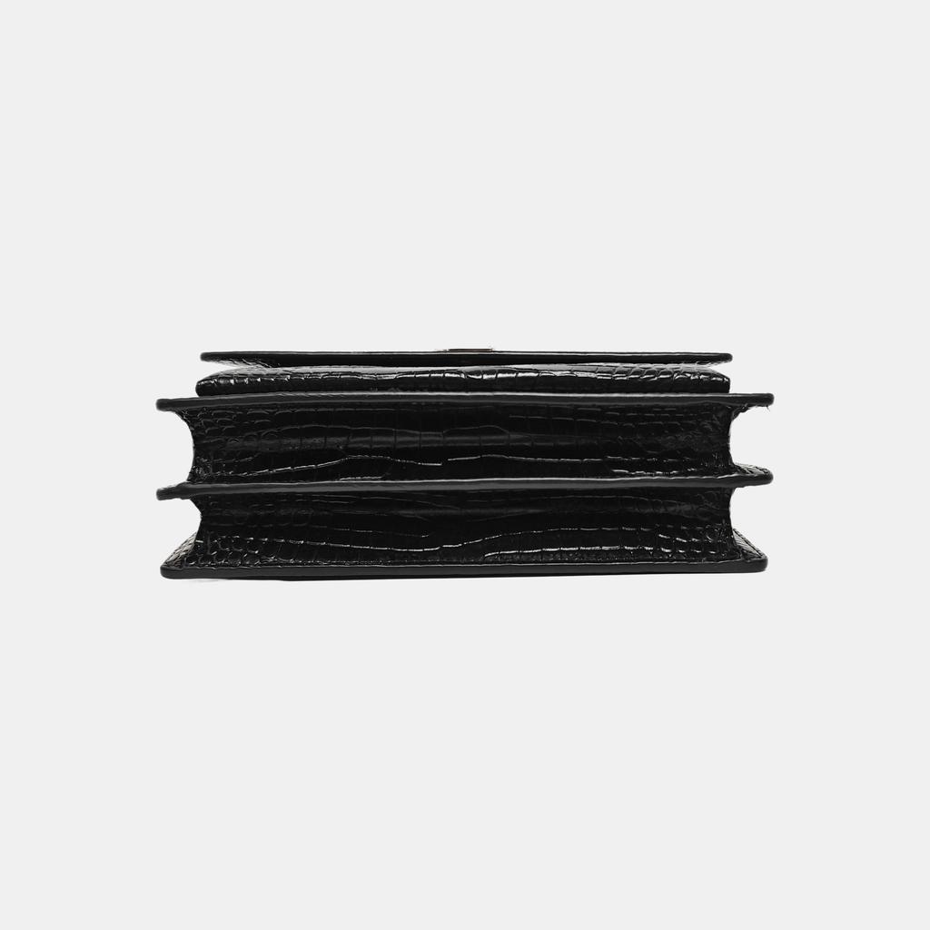 [Pre-Owned] Saint Laurent Sunset Croc Effect Shoulder Bag 'Black' - Very Good #UV8BQE