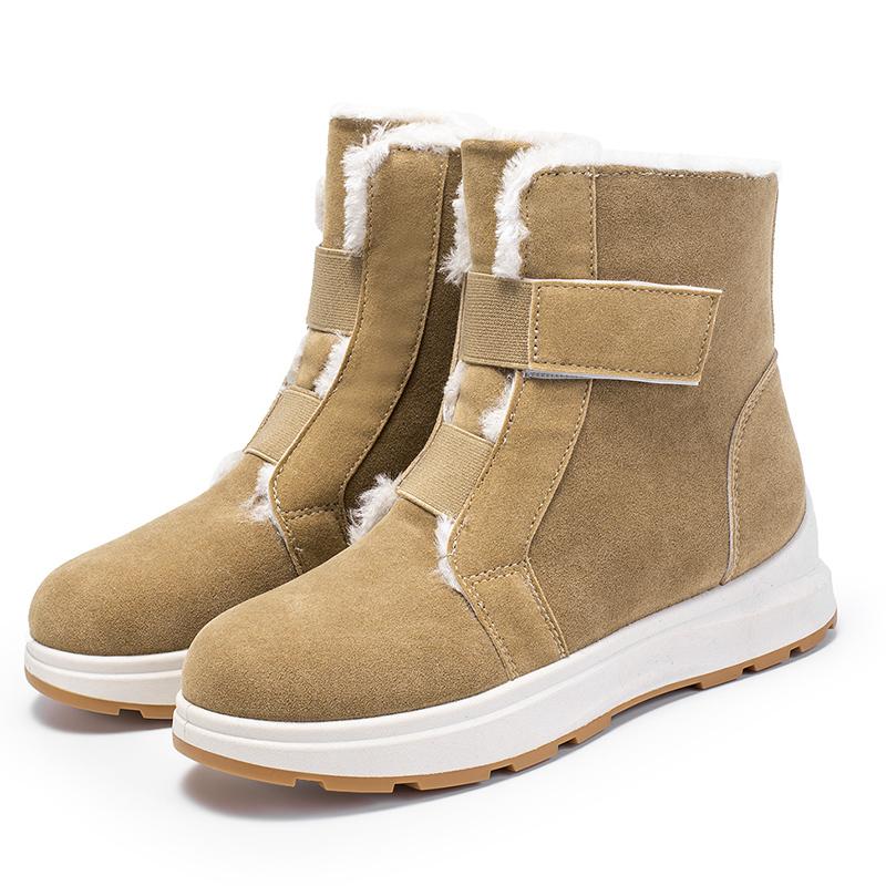 Искусственная замша утолщенные плюшевые зимние ботинки для женщин зимние большие размеры сохраняют тепло ботильоны женские нескользящие платформы хлопковая подкладка обувь