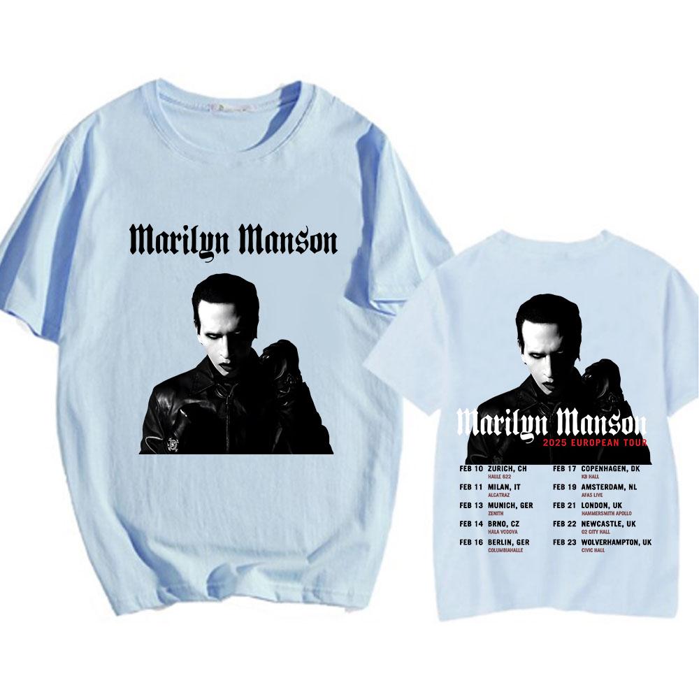 Футболка Marilyn Manson One Assassination Under God Charter 1 с принтом европейского тура 2025 года, хлопковые футболки с коротким рукавом