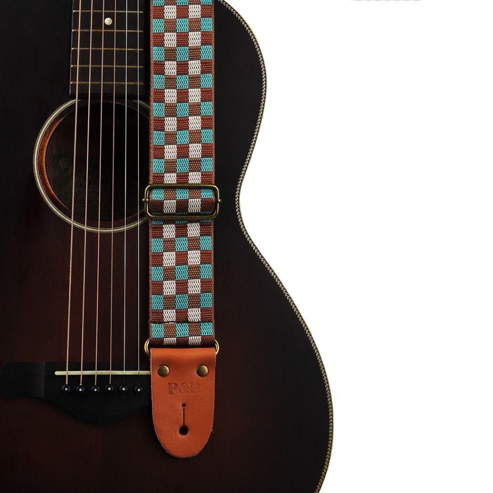 Adjustable Guitar Strap Tartan Plaid Guitar Shoulder Strap Durable Acoustic Guitar Belt Bass Strap