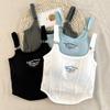 Letter Printing Crop Tops Women Summer Tops Sexy Camisole Square Collar Tank Top Y2k Sleeveless Female Crop Tops Padded Fashion