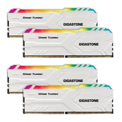 GIGASTONE Game TURBO 16 ГБ x 4 DDR4 3200 МГц CL Intel XMP AMD Ryzen UDIMM 288-контактный небуферизованный модуль игровой настольной памяти белый [Светодиодная DDR4]