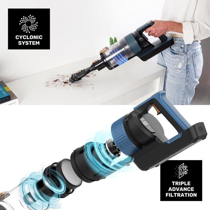 Цифровой вертикальный пылесос - TAURUS - 400 Вт - 21 000 Па - Тройная улучшенная фильтрация - Щетки All Road и Fuzzy