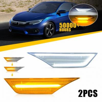 2x Двухрежимный сигнал Amber Поворотник Боковой Белый Свет Подходит для 2016-21 Honda Civic