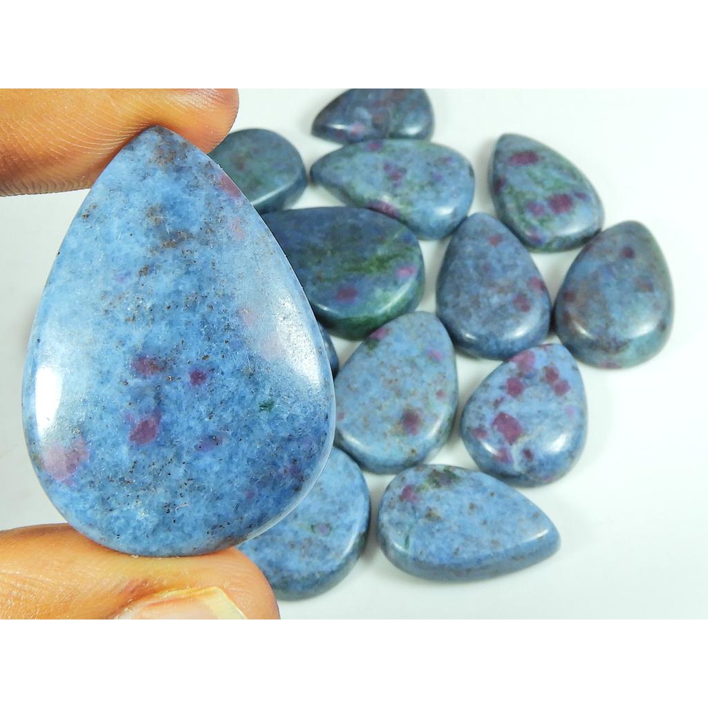 21-34MM Natural Ruby Kynite Pear Cabochon Loose Gemstone 14Pcs Lot 488Cts SY-372