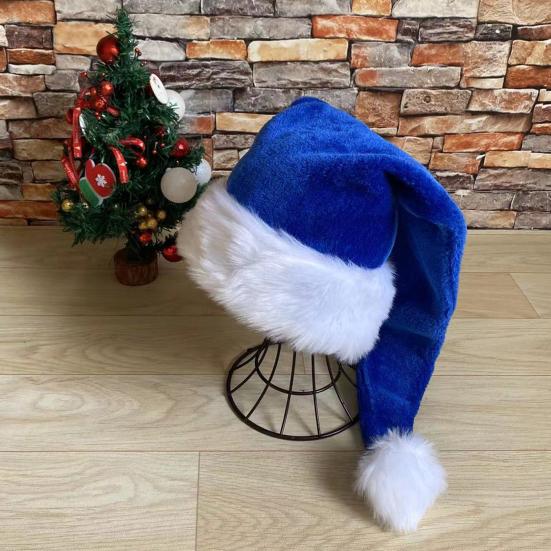 Santa Hat for Adult Unisex Velvet Plush Christmas Hat with Fluffy White Faux Fur Trim for New Year Holiday Party