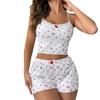 Floral Pajama Set Women Cute Kawaii 2 Piece Matching Pj Set Aesthetic Short Sleeve Sleeping Loungewear