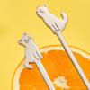 Кофейная ложка с рисунком кошки, длинная ручка, удобный захват, зеркальная полировка, многофункциональная посуда, пищевая нержавеющая сталь, десертная ложка и вилка.