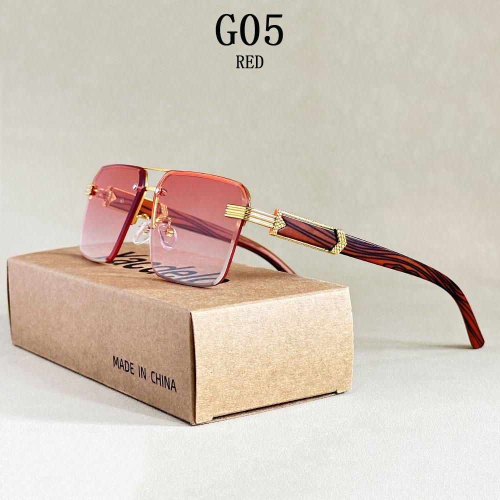 Fashion Sunglasses For Men Oculos Square Sunglasses Women Vacation Rimless Glasses Designer Vintage Sunglass