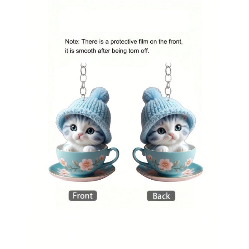 1 шт. Милый акриловый мультяшный брелок с кошкой, 2D плоский мультяшный декоративный зажим для сумки, рождественский подарок для друзей, подвесное украшение для автомобиля