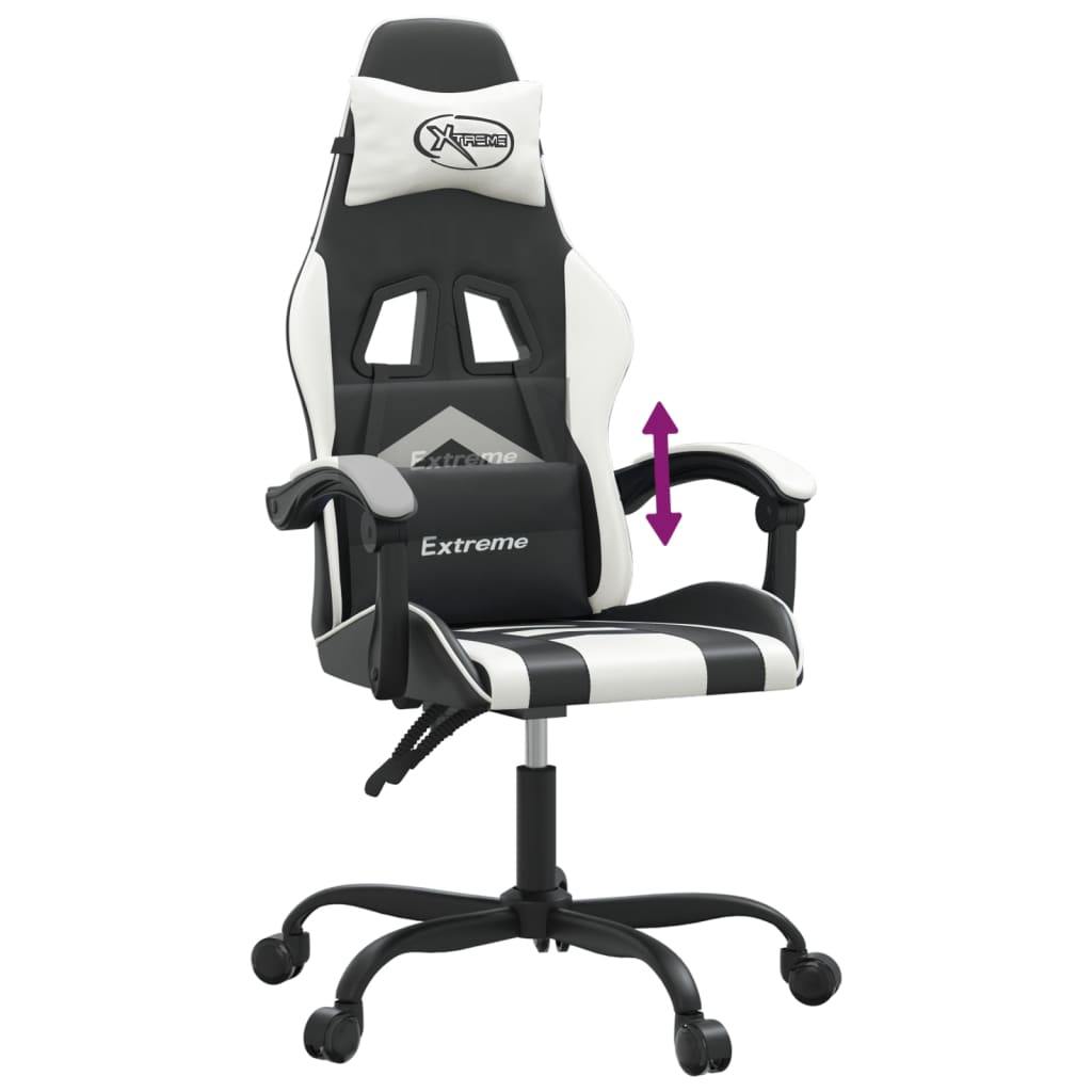 Gaming Chair Black and White Artificial Leather
