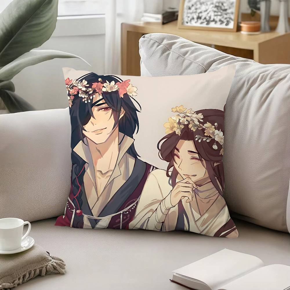 Anime Heaven Officials Blessing Pillow Case Pattern Printed Pillowcase For Living Room Sofa Cushion Cover Bedroom Decor
