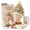 Parent Child Interaction Craft Christmas Tree Crochet Hat DIY Kit Beginner-Friendly Light-Up Kit Complete with Yarn Tools Guide for Holiday