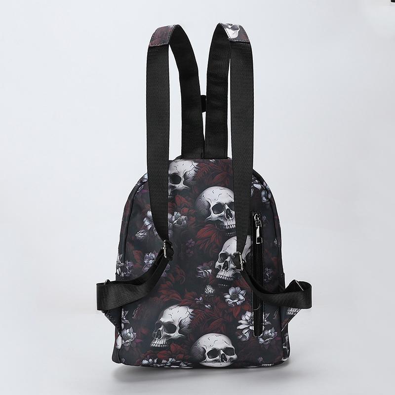 Ghost Skull Print Backpack Computer Laptop Shoulder Bag Halloween Oxford School Bag for Women GirlsTravel Daypack KTY