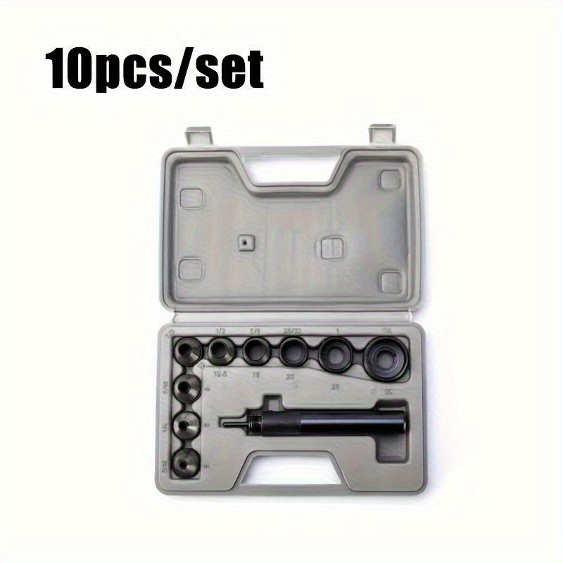 10pcs Heavy-Duty Hollow Punch Press Set with Interchangeable Dies and Textured Handle, Durable High Carbon Steel Construction