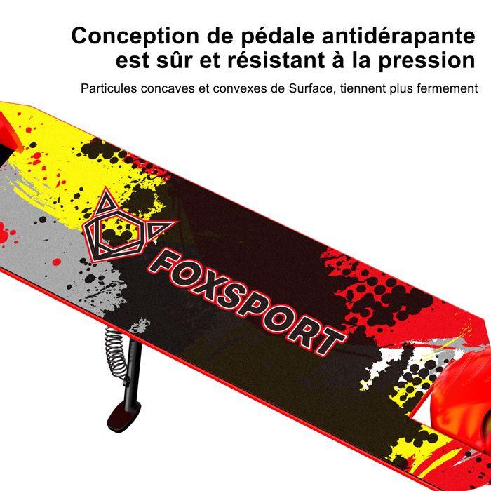 FOXSPORT-Trottinette pour Ado et Adultes Pliable en Fer, Guidon Ajustable de 3 Niveaux, Grandes Roues, Max Support 100kg,Noir