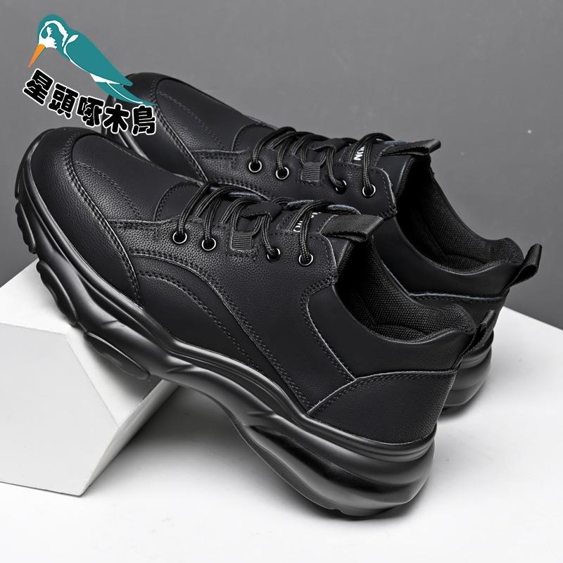 2025 Autumn and Winter Cotton Shoes Versatile Leather Shoes Men's Sports and Leisure Shoes Platform Trend Shoes