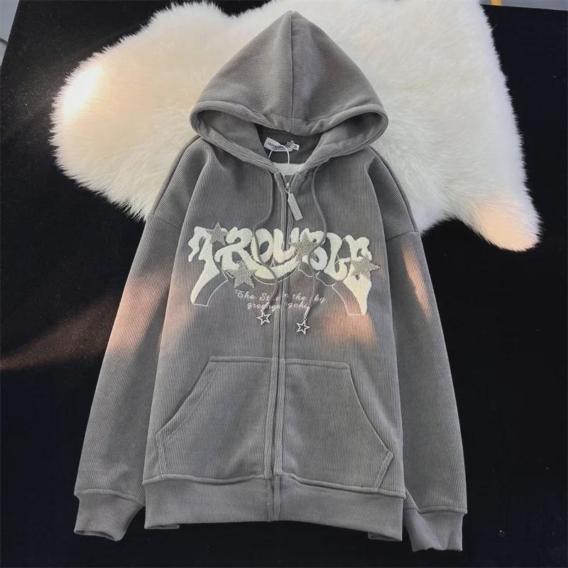 2023 Мужской вельветовый кардиган с капюшоном в гонконгском стиле — свободный крой для весны и осени