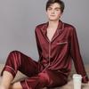 Silk Couple Pajamas Set: Long Sleeve, Plus Size, Spring/Autumn, Men's & Women's Ice Silk Homewear.
