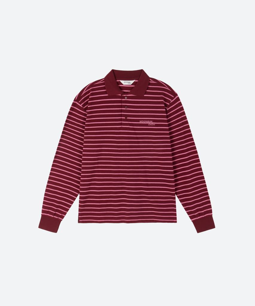 MOONSUN M.C Unisex, Stripe Pk Shirt / Burgundy