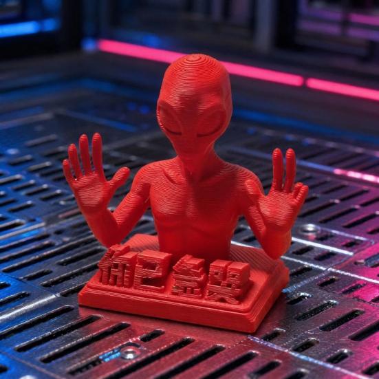 Настольное украшение 3D-печати, забавная красная инопланетная скульптура с мотивирующими цитатами для рабочего стола офисных работников, игрушка для снятия стресса, подарки для коллег
