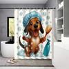 1pc Cute Bathing Sausage Dog Printe Shower Partition Privacy Hanging Curtain with 12 Hooks Multiple Sizes Easy Installation