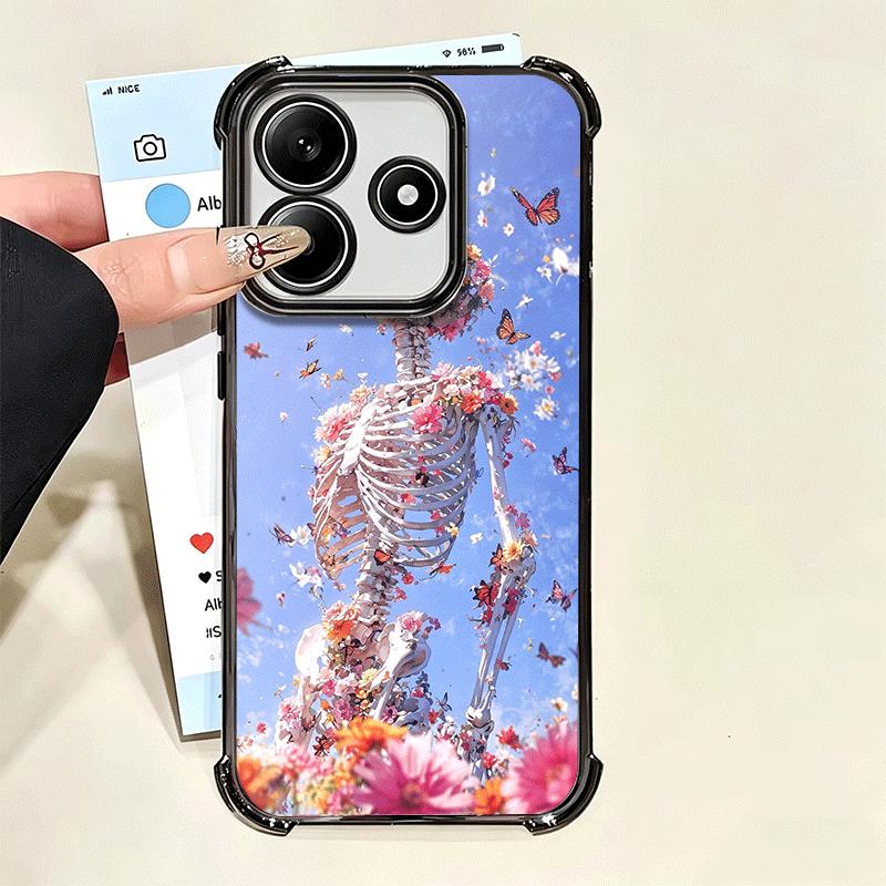 Цветочный Череп Цветок Скелет Покрытие Чехол для Телефона Для Xiaomi Poco X5 X6 X7 X8 Pro Max F8 Ultra F7 M8 M7 M5S Redmi 15C 15 14C 13C 1